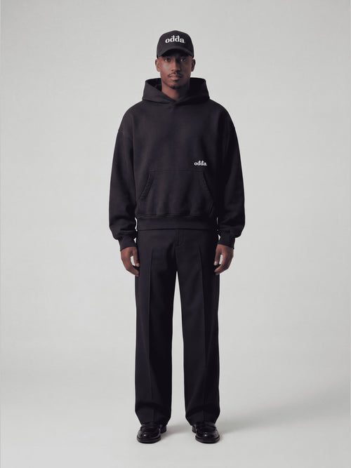 odda black hoodie model