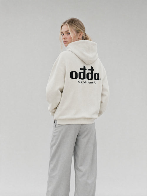 odda boxy fit hoodie off white model