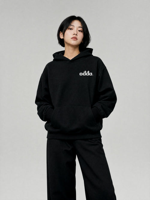 odda boxy fit hoodie model